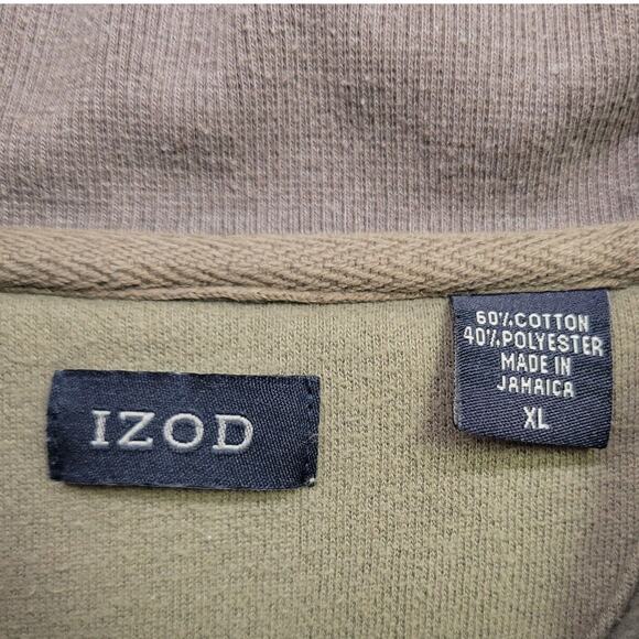 Izod Sweater Mens XL Green Embroidered Logo 1/4 Zip Sweatshirt Mock Neck - Picture 7 of 9